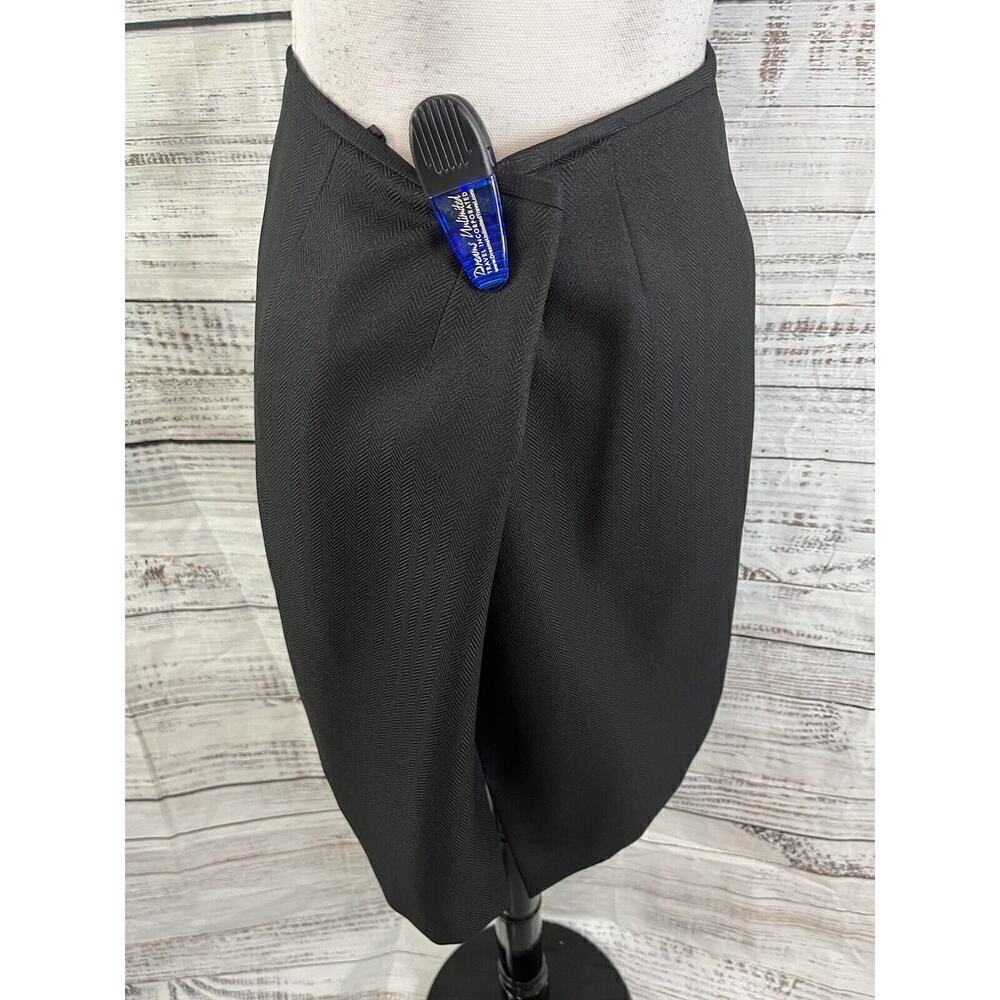 Tahari Skirt size 14 Petite Classic Black Herringbone Straight Above Knee Career - Picture 10 of 11